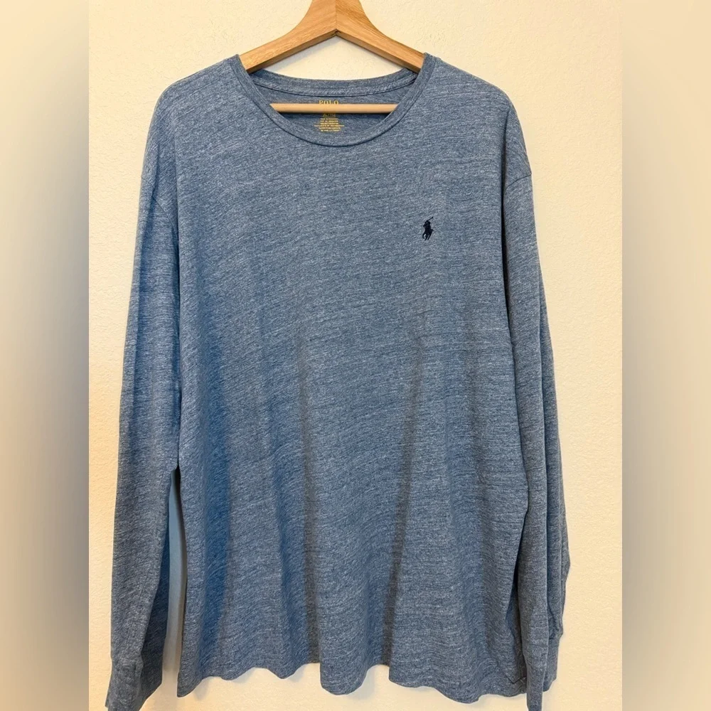 Polo Ralph Lauren Men’s Long Sleeve T-Shirt Blue Heather XL 100% Cotton